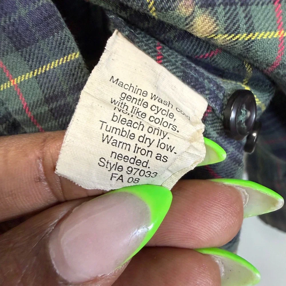 J.Crew Mens Brushed Cotton Plaid Button Down Shirt Green Red Small 2008